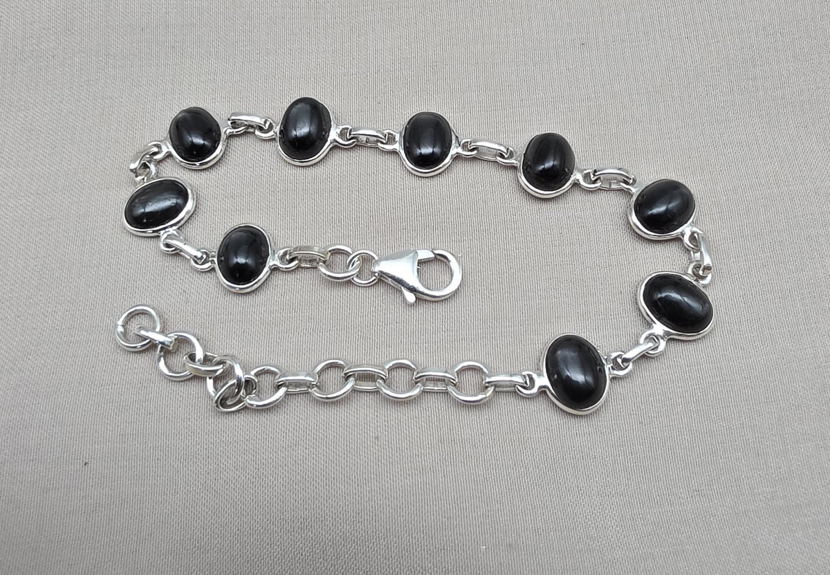 Natural Black Star 925 Sterling Silver Bracelet : Gemstone Jewelry