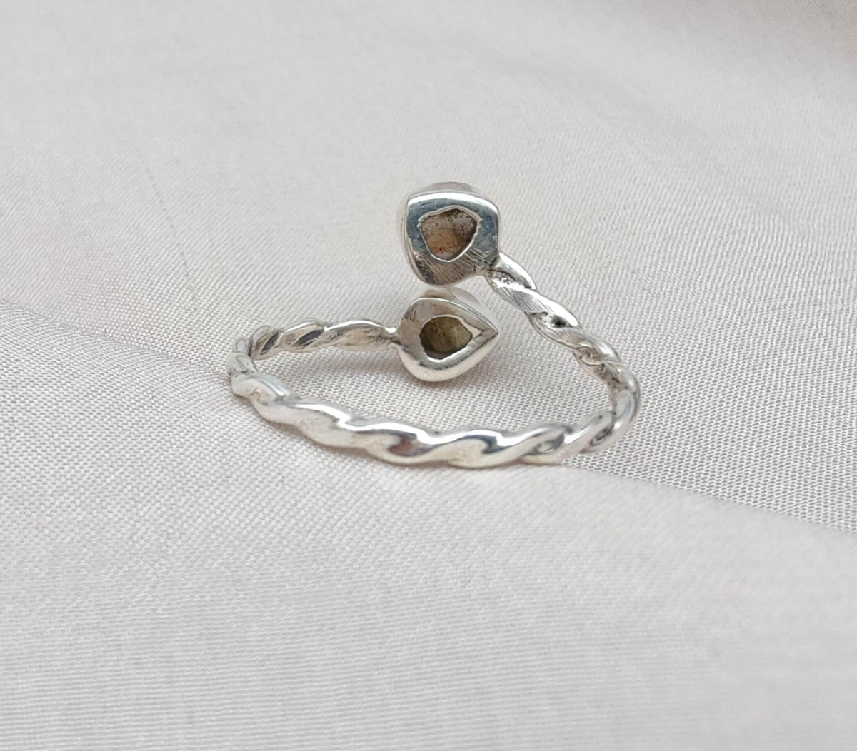 Labradorite Heart Sterling Silver Ring: Adjustable Boho Jewelry