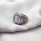 Amethyst Plaster Ring: Handmade 925 Sterling Silver Statement Jewelry