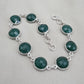 Green Onyx Bracelet 925 Sterling Silver Faceted Round Stone Link Bracelet Handmade Jewelry