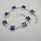 Blue Sapphire Cushion Link Bracelet 925 Sterling Silver Square Faceted Gemstone Bracelet Handmade Jewelry