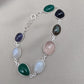 925 Sterling Silver Multi Gemstone Bracelet: Handmade Chakra Healing Crystal Jewelry