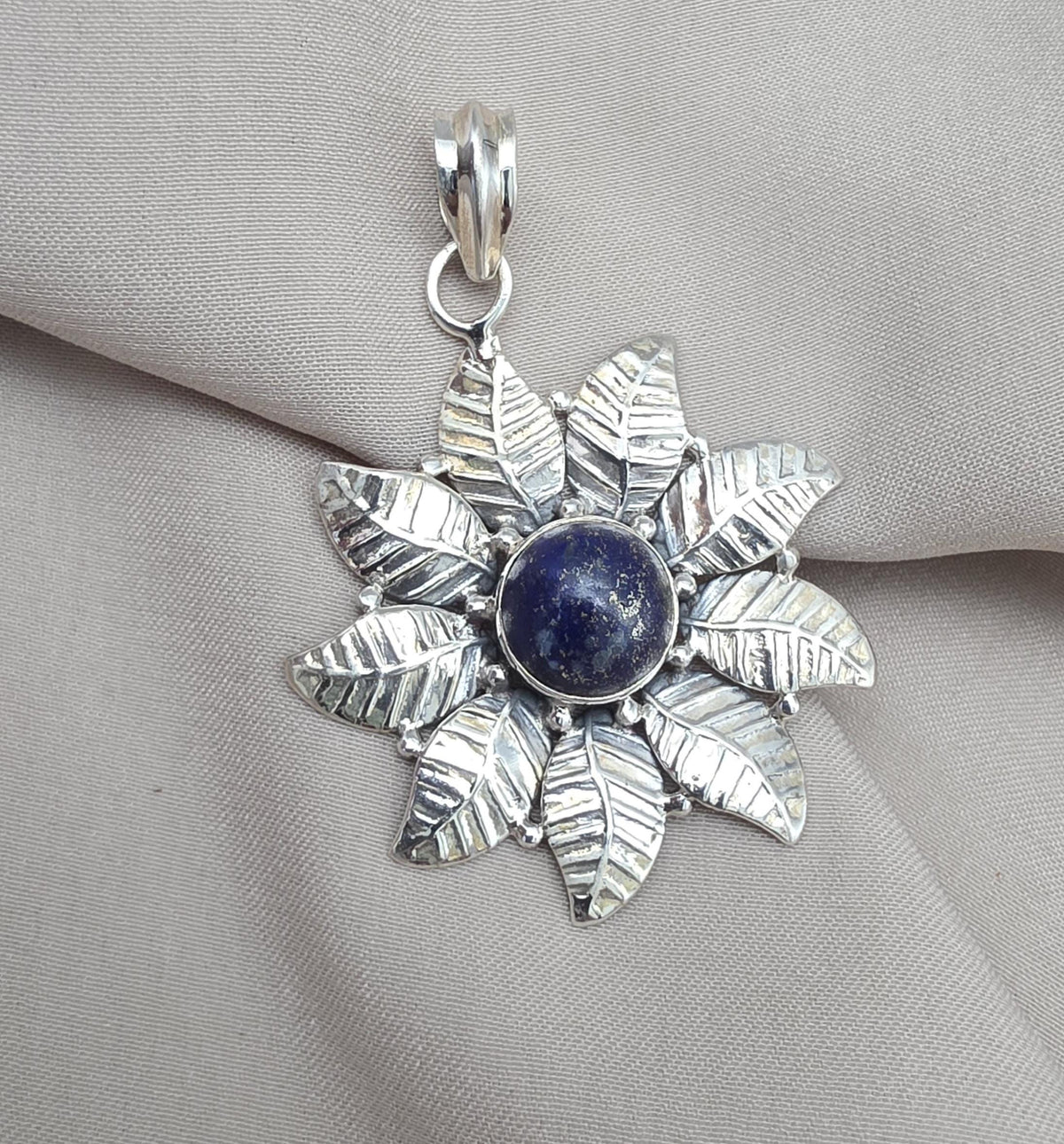Lapis Lazuli Pendant: 925 Sterling Silver Floral Filigree Necklace