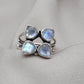 Rainbow Moonstone Floral Cluster Ring: Handmade 925 Sterling Silver