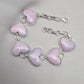Pink Opal Heart Bracelet, 925 Sterling Silver, Handmade