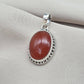 Carnelian Pendant: 925 Sterling Silver Orange Red Gemstone Healing Crystal Jewelry