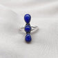 Lapis Lazuli Ring 925 Sterling Silver Triple Stone Boho Jewelry Antique Gift For Her