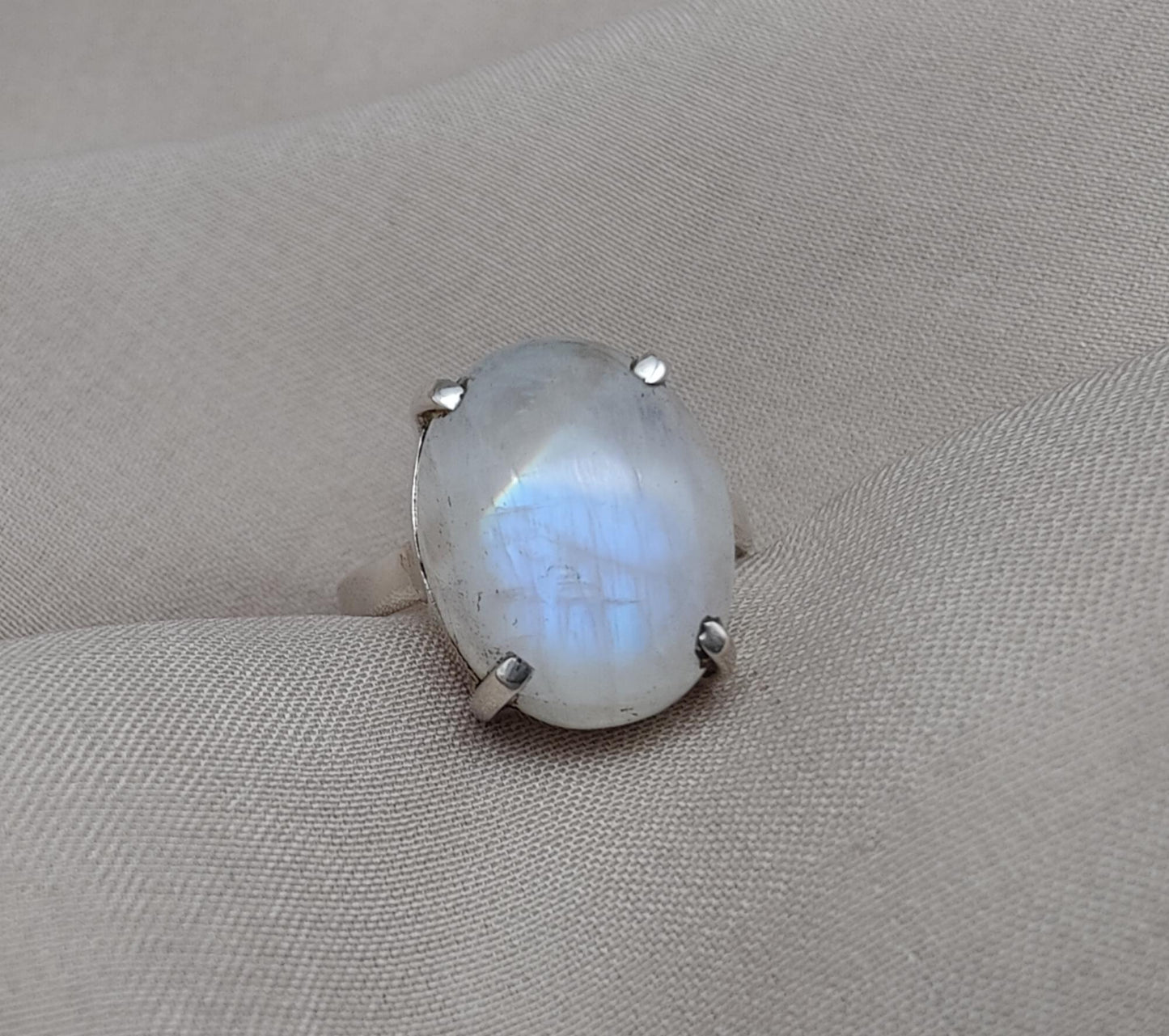 Rainbow Moonstone Ring: 925 Sterling Silver, Handmade Boho Jewelry june birthstone