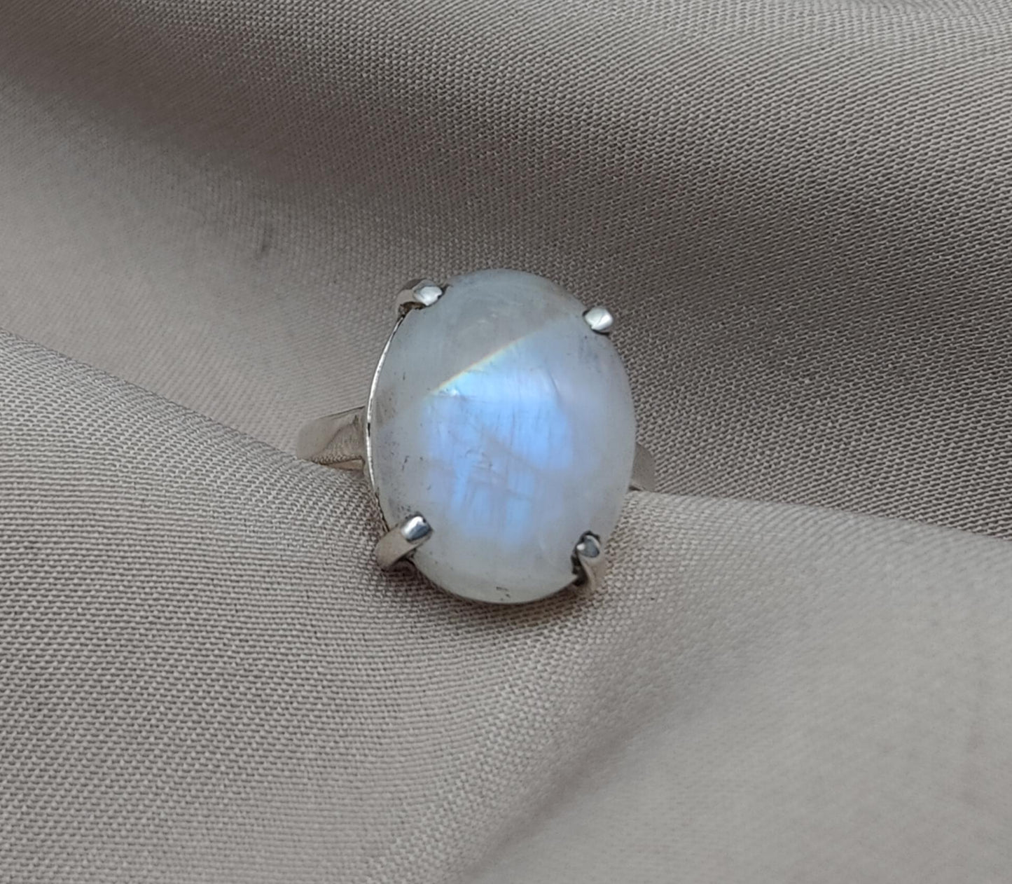 Rainbow Moonstone Ring: 925 Sterling Silver, Handmade Boho Jewelry june birthstone