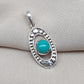 Turquoise Sterling Silver Pendant: Handmade Boho Tribal Necklace