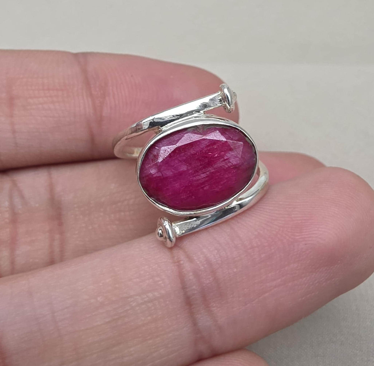 Natural Ruby Ring: Handmade 925 Sterling Silver Boho Statement Ring July Birthstone