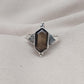 Smoky Quartz Sterling Silver Ring: Hexagon Gemstone, Boho Jewelry