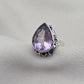 925 Sterling Silver Amethyst Ring Pear Shape Purple Gemstone Statement Ring February Birthstone