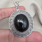 925 Sterling Silver Natural Black Onyx Silver Pendant Oval Cabochon Handmade Gemstone Jewelry