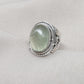 Prehnite 925 Sterling Silver Ring: Handmade Boho Healing Crystal