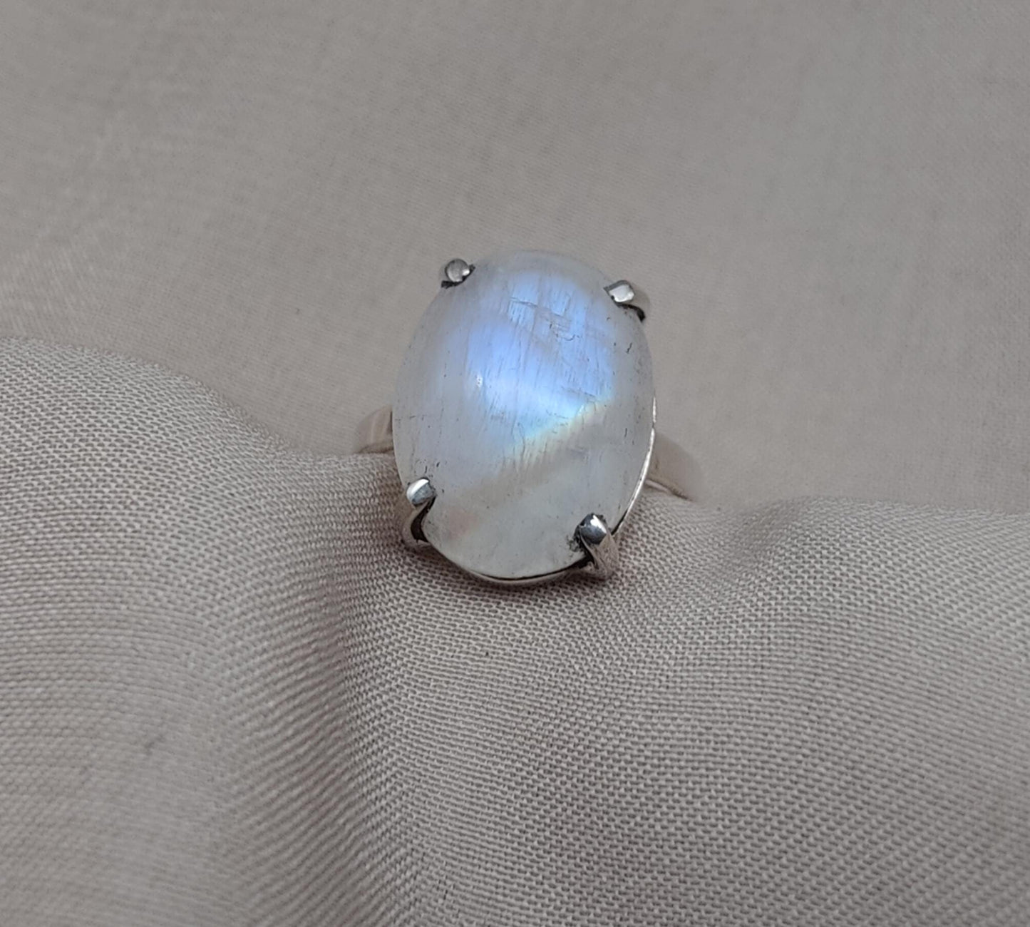 Rainbow Moonstone Ring: 925 Sterling Silver, Handmade Boho Jewelry june birthstone