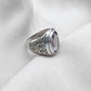 Amethyst Plaster Ring: Handmade 925 Sterling Silver Statement Jewelry