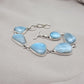 925 Sterling Silver Larimar Bracelet Blue Ocean Gemstone Statement Bracelet Gift for Her