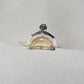 Citrine Ring 925 Sterling Silver Dual Stone Moss Agate Statement Ring