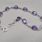 925 Sterling Silver Amethyst Bracelet Natural Purple Gemstone Oval Link Jewelry