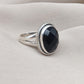 Black Onyx Ring: Faceted Oval Gemstone, 925 Sterling Silver, Boho Protection Jewelry