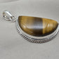 Half Moon Tiger Eye Pendant: 925 Sterling Silver Protection Gemstone Necklace Courage Jewelry