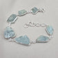 Raw Aquamarine Bracelet in 925 Sterling Silver Natural Blue Gemstone Jewelry