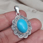 American Turquoise Pendant: Handmade 925 Silver Boho Necklace