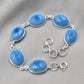 925 Sterling Silver Larimar Bracelet Natural Blue Gemstone Oval Link Jewelry