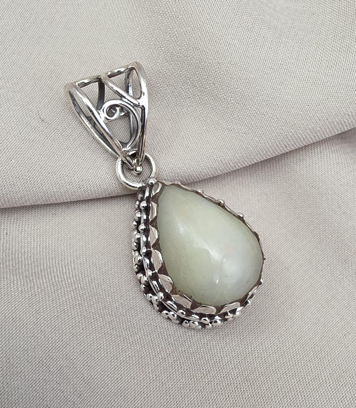 Natural Opal Silver Pendant 925 Sterling Silver Jewelry Pear Shape Cabochon Handmade Gemstone