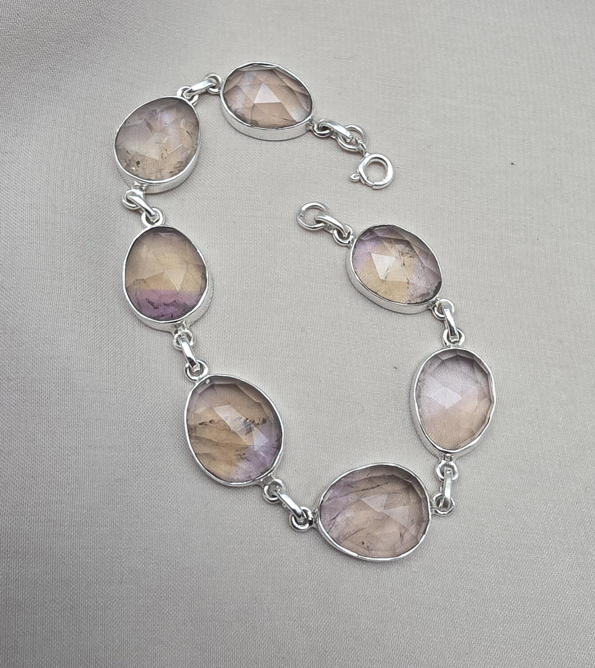 925 Sterling Silver Ametrine Bracelet Natural Faceted Gemstone Jewelry Adjustable Bracelet
