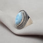 Natural Larimar Ring 925 Sterling Silver Larimar Marquise Cut Gemstone Boho Statement Jewelry