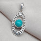 Turquoise Sterling Silver Pendant: Handmade Boho Tribal Necklace
