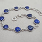 Lapis Lazuli Heart Link Bracelet 925 Sterling Silver Faceted Gemstone Handmade Gemstone Jewelry