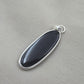 925 Sterling Silver Black Onyx Pendant, Long Oval Cabochon Gemstone Necklace