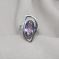 Amethyst Sterling Silver Ring: Modern Abstract Design, February Birthstone