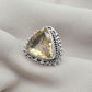 Lemon Quartz Ring 925 Sterling Silver Natural Yellow Gemstone Triangle Cut Ring