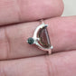 Smoky Quartz Ring 925 Silver Dual Stone Moss Agate Statement Ring Half Moon Jewelry