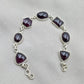 925 Sterling Silver Garnet Link Bracelet Natural Gemstone Handmade Artisan Jewelry Gift for Her