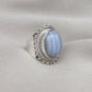 Blue Lace Agate Ring: Sterling Silver Boho Statement Ring