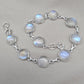 925 Sterling Silver Blue Flash Rainbow Moonstone Bracelet Natural Oval Link Jewelry