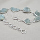 Raw Aquamarine Bracelet in 925 Sterling Silver Natural Blue Gemstone Jewelry
