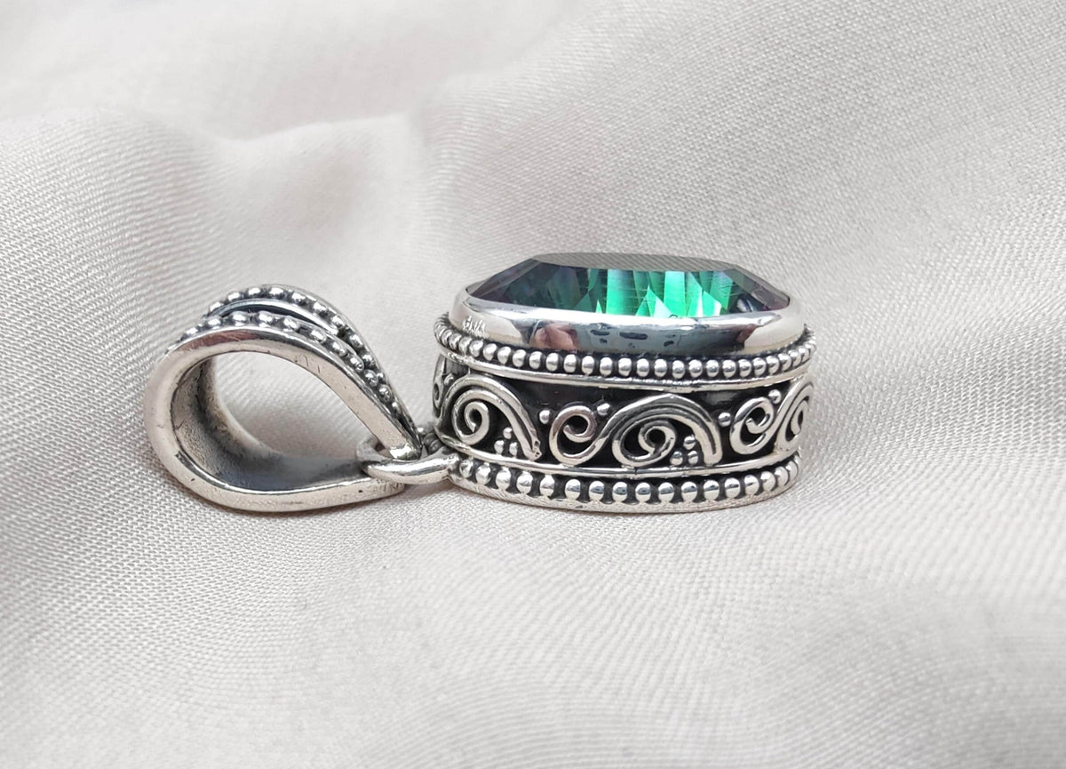 Mystic Topaz Pendant: 925 Sterling Silver Jewelry Rainbow Gemstone, Boho Healing Charm