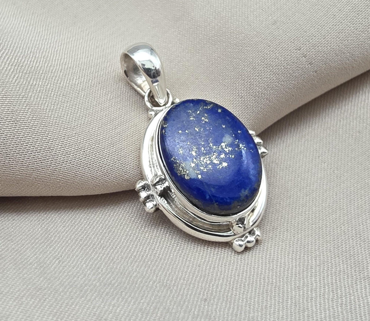 Lapis Lazuli Pendant: 925 Sterling Silver Boho Handmade Jewelry