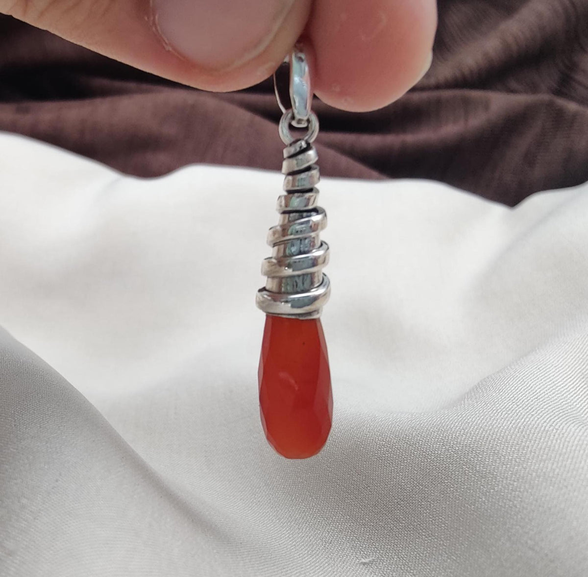 Red Onyx Sterling Silver Pendant: Handmade Healing Crystal Necklace