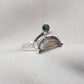 Smoky Quartz Ring 925 Silver Dual Stone Moss Agate Statement Ring Half Moon Jewelry