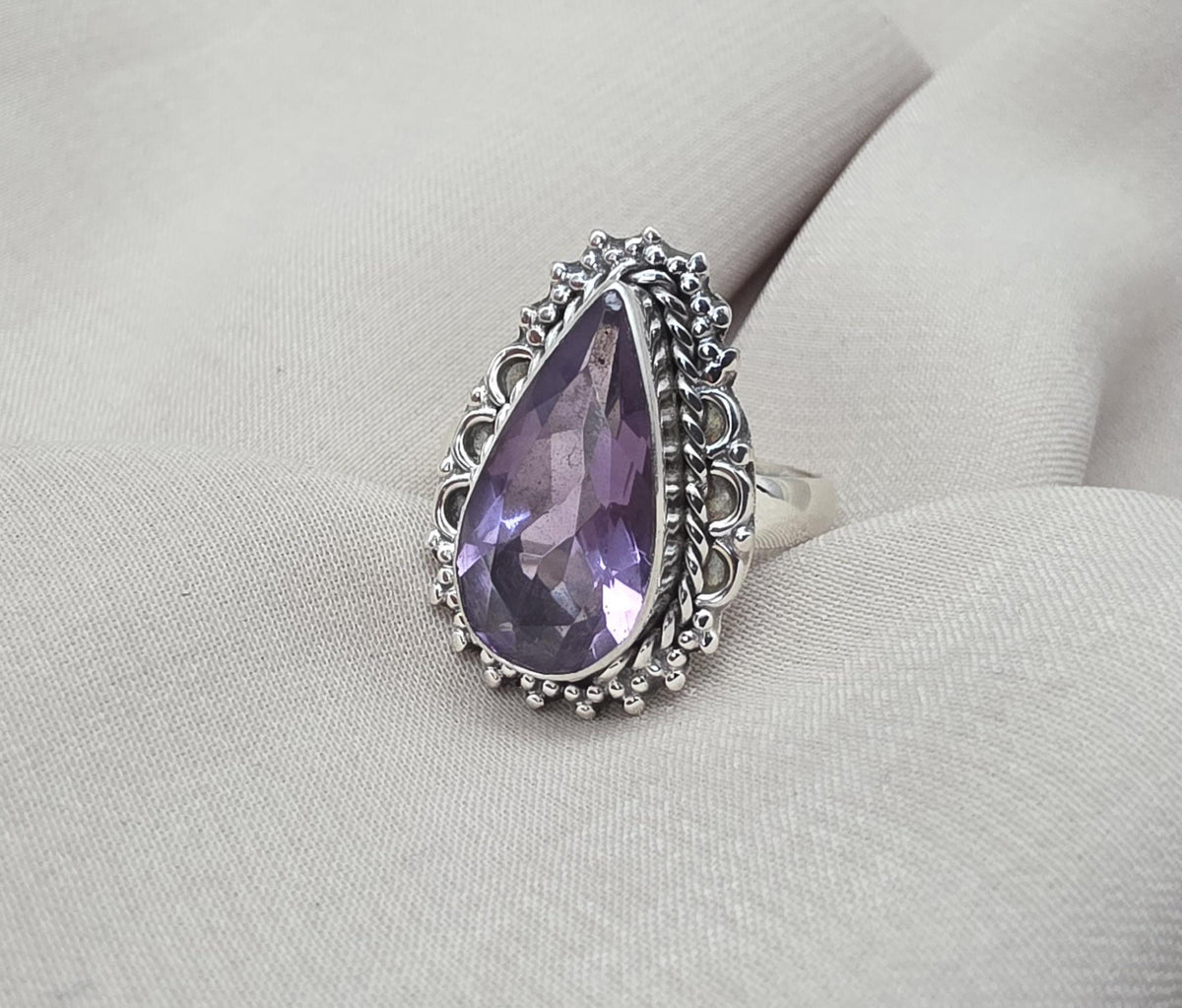 Amethyst Ring 925 Sterling Silver Natural Purple Gemstone Ring Handmade Jewelry February Birthstone