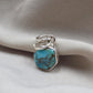925 Sterling Silver Blue Copper Turquoise Hexagon Pendant Handmade Jewelry