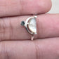 Mother of Pearl Doublet  Ring 925 Sterling Silver Dual Stone Moss Agate Statement Ring