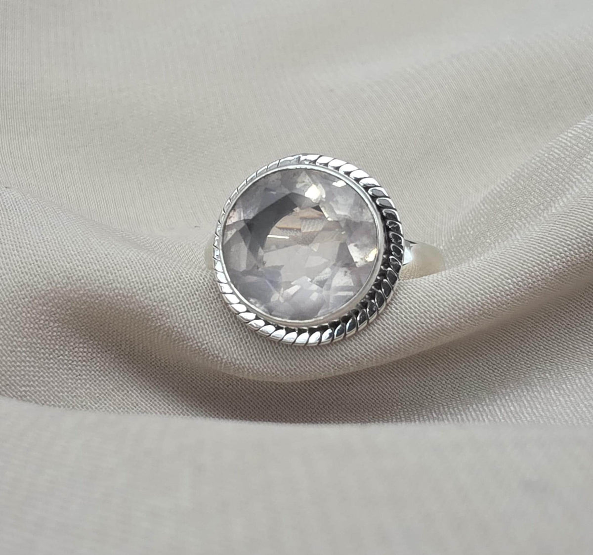 Handmade Crystal Quartz Sterling Silver Ring: April Birthstone Jewelry